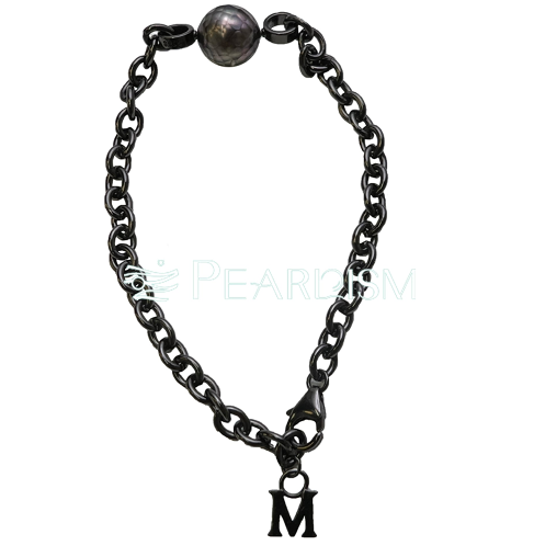 S925シルバー ブラック ファッション M字型パールブレスレット【PEARLISM】