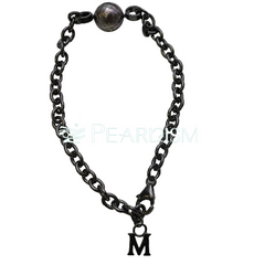S925シルバー ブラック ファッション M字型パールブレスレット【PEARLISM】